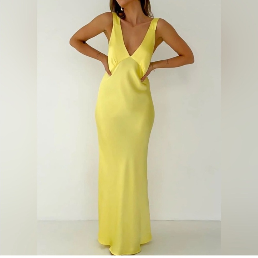 Rumored Yellow Plunge Maxi Gown